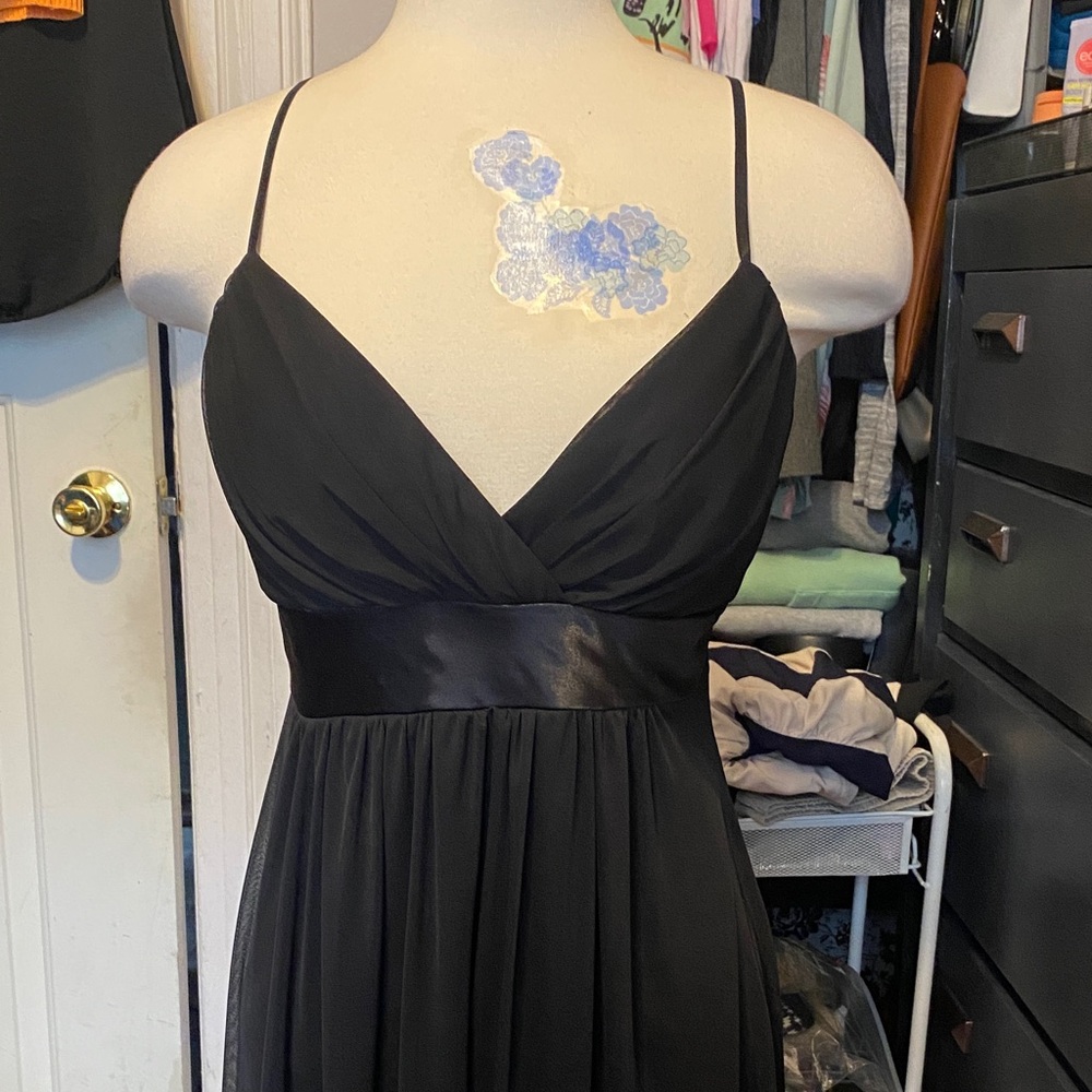 Frederick's of Hollywood Black Asymmetrical Spaghetti Strap Dress